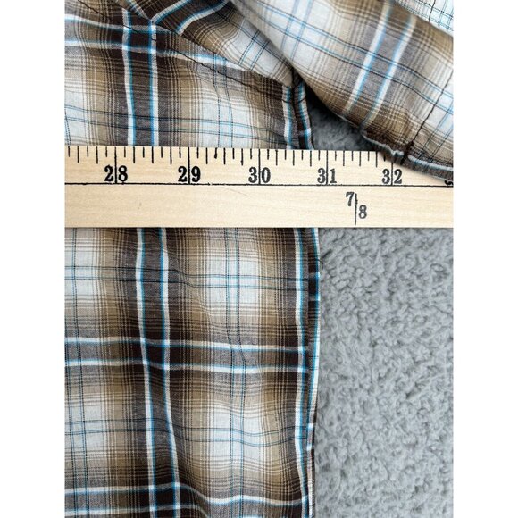 WRANGLER Wrancher S/S Western Style PLAID Pearl Snap Shirt 3XL Brown America USA - Picture 6 of 10